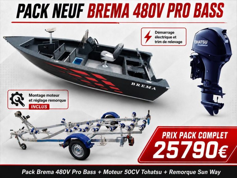 Bateau de pêche Brema 430 V Pro Bass - Coque aluminium soudée haute résistance