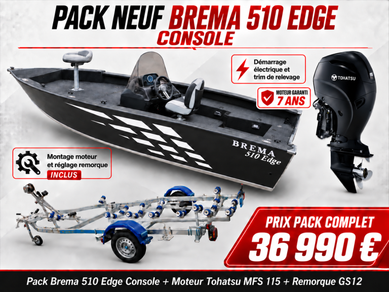 Bateau Brema 430 V Pro Bass Console - Aménagement spécial pêche carnassier