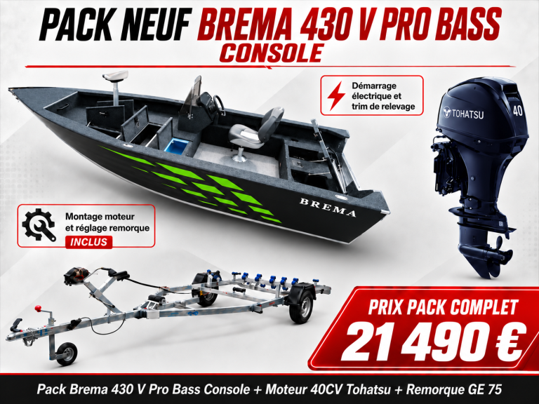 Bateau alu Brema 390 V Pro - Idéal pour le transport et la pêche carnassier