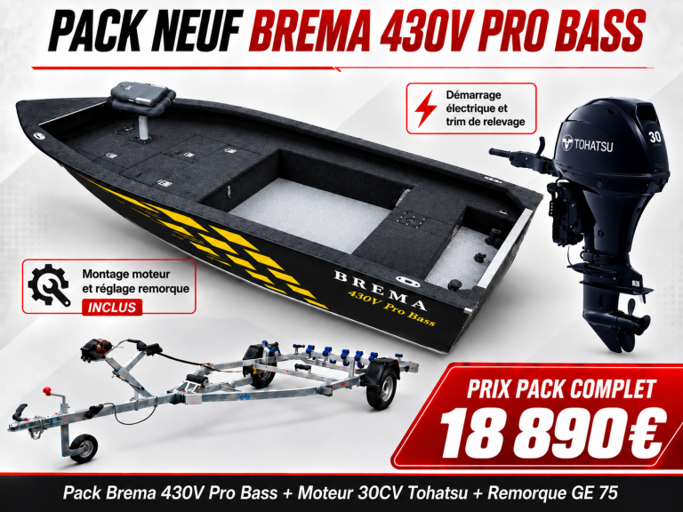 Bateau aluminium Brema 400 V Pro Bass - Barque de pêche soudée robuste et légère