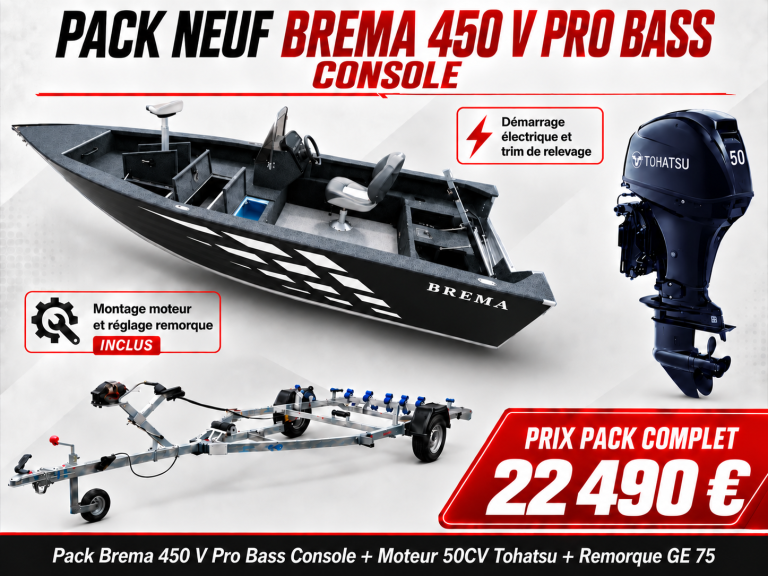 Bateau aluminium Brema 400 V Pro Bass - Barque de pêche soudée robuste et légère